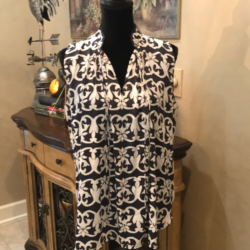 Loft Navy/white Sleeveless Top